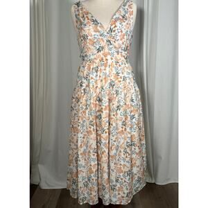 NWT Joie Floral Midi Dress Smocked Tiered A-Line Sleeveless Pockets Size 8